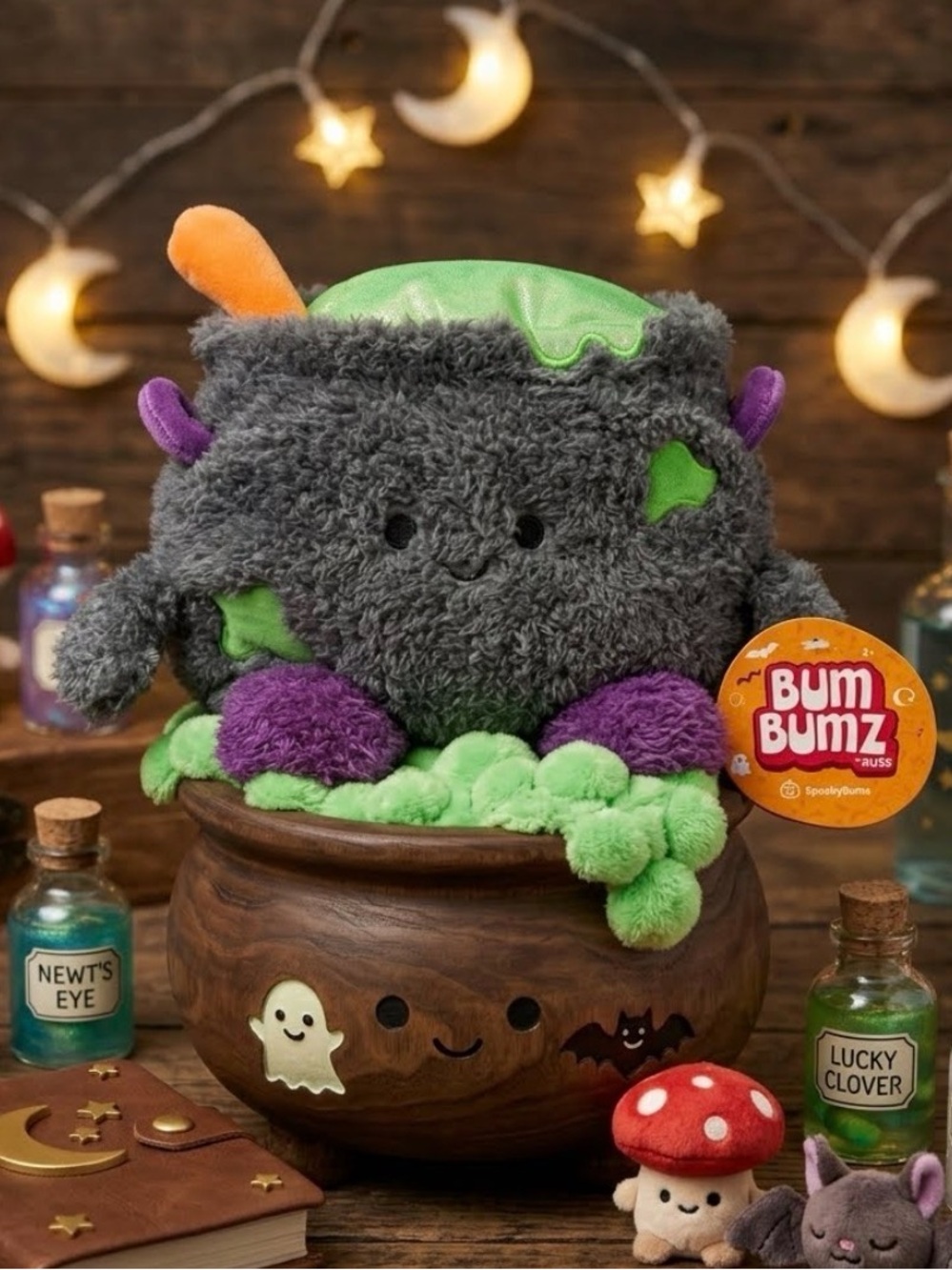 7.5 BumBumz Gray & Purple Plush Kids Toy Carl the Cauldron
